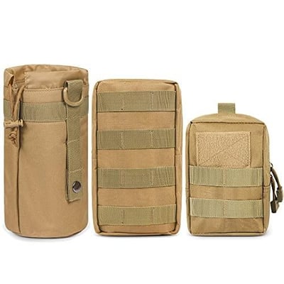 Gogoku 3 Pack Molle Pouch Combo Water Bottle Pouch Holder Tactical Molle Pouches Compact Utility Waist Bag Pack (Combo A:Khaki) - $13.99 50% off with code "507CTC7A" (Free S/H over $25)