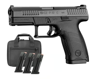 CZ Pistol P-10C 9mm Black 15rd 4" Bundle with 4 Mags and Range Bag - $369.99 