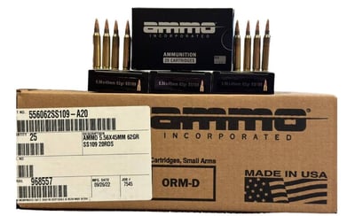 Ammo Inc 5.56x45mm NATO 62 Grain SS109 Steel Penetrator Brass Full Metal Jacket 1000 Round Case - $449.99 