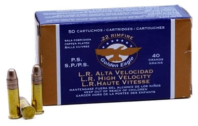 Aguila Golden Eagle 22 Long Rifle 40 Grain CP HVSP 50 Rounds - $2.99 