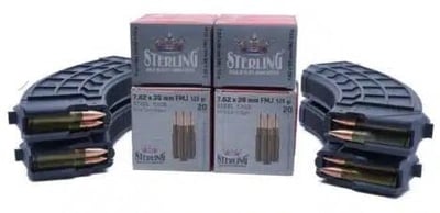 Bundle Deal: 4 US Palm AK-47 Mags and 120 Rounds of Sterling 7.62x39 - $129.99