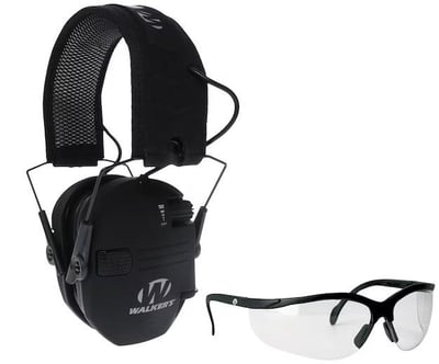 Walker's Razor Slim XTRM Electronic Earmuffs (NRR 21dB) with Clear Lens Shooting Glasses Black - $39.99 (Free Shipping on $100+ Orders)