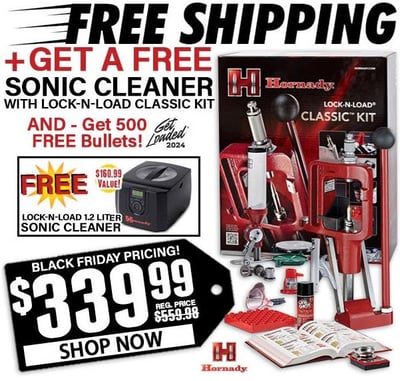 Hornady Lock-N-Load Classic Single Stage Press Reloading Kit with FREE 2 Liter Sonic Cleaner Combo - $339.99 + Free S/H 
