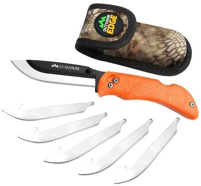 Outdoor Edge RazorLite Folding Hunting Knife 3.5" Replaceable Stainless Steel Blade Rubberized TPR Handle With 30 Replacement Blades - $36.99 (Free Shipping on $100+ Orders)
