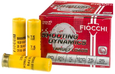 Fiocchi 20SD75 Shooting Dynamics Target 20 Gauge 2.75" 7/8 oz 7.5 Shot Shotgun Ammo - 250 round case - 20SD75 - $89.95 (FREE Shipping over $50)