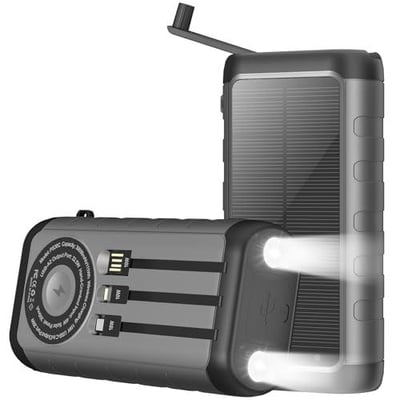 YELOMIN Solar Charger, 59800mAh Power Bank Built in Hand Crank, Waterproof, 15W Wireless 6 Outputs & 3 Inputs/LED Flashlights - $36.12 after 20% Off Coupon + FREE Shipping