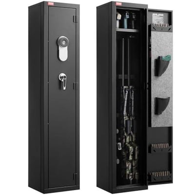 VEVOR Gun Safe, Heavy Duty Cold-Rolled Steel Rifle Cabinet with Fingerprint & Key Magazine and LED, Adj Racks(Assembly Required) - $170.99 + FREE Shipping