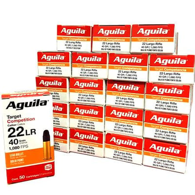 Aguila Target Competition 22 Long Rifle 40 Grain Lead Solid Point 1000 Round Case - $149.99 + Free S/H