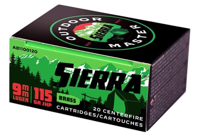 Sierra Outdoor Master 9mm 115 gr JHP Sport Master 40 Rnd (2 Boxes) - $15.98 