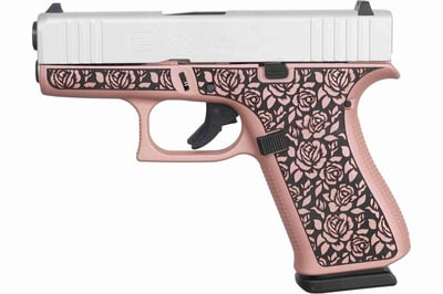 GLOCK G43X 9mm 3.4" 10rd Pistol - Rose Engraving / Silver - $499.99 (E-Mail Price)