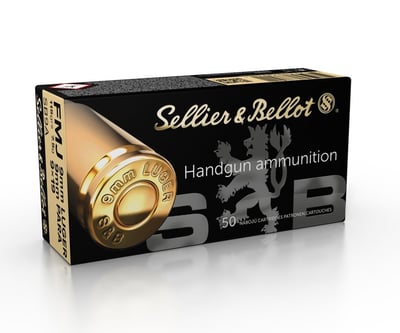 Sellier & Bellot 9mm 115gr FMJ Ammunition 50rds - SB9A - $11.99 