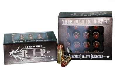 G2 Research .357 Sig 92 Grain R.I.P. Lead Free Hollow Point (20 Round Box) - $30.97