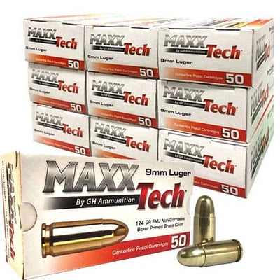 MAXXTech 9mm 124 Grain Full Metal Jacket 500 Round Case - $119.99