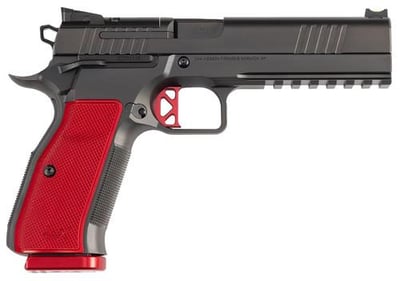 Dan Wesson 92013 DWX 9mm Luger 10+1 4.95 Black Match Grade Barrel Black DLC Optics Ready Serrated Steel Slide Black Aluminum Frame w/Beavertail & Picatinny Rail Red Textured Aluminum Grip - $1949.02