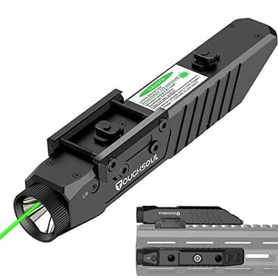 TOUGHSOUL Tactical Flashlight Green Laser Sight Combo, 1450 Lumen Picatinny Rail MLOK Mounted Rechargeable Rifle Flashlight (Green Laser) - $35.31 + FREE Shipping