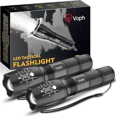 Voph Flashlight 2 Pack, 5 Modes High Lumen Tactical LED Flash Light, High Lumens Bright Waterproof Flashlights, Christmas Stocking Stuffers Gifts for Men, Hunting Camping Essentials Gear - $6.99 + FREE Shipping