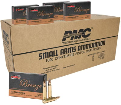 PMC Bronze. 223 Rem 55 Gr FMJBT 1000 Rnd - $395 