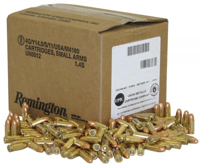 Remington UMC, 9mm, FMC, 115 Grain, 1,000 Rounds - $289.62