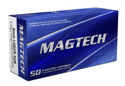 Magtech 9G Range/Training 9mm Luger 147 gr 990 fps Full Metal Jacket Flat Subsonic - $299 (Free S/H)