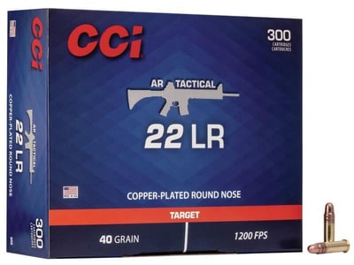 CCI AR Tactical Rimfire Ammuniton .22 LR 40 gr CPRN 1200 fps 300/ct - $27.54 after code: DG5