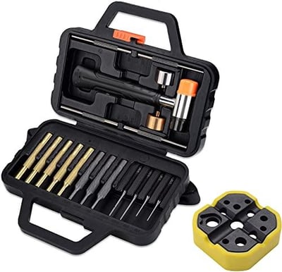 Punch Set with Bench Block, Punch Set Including Roll Flat Pin Punch Set and Magnetic Bench Block - $25.89 After Code “LK4QT2HC” (Free S/H over $25)