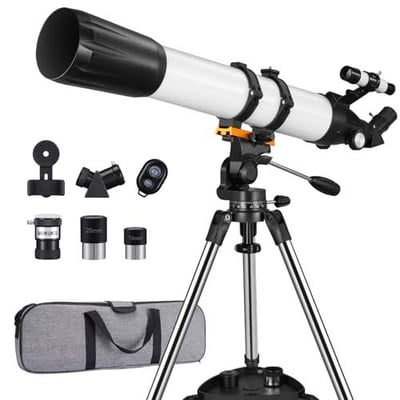 CVLIFE 90mm Aperture 800mm High Powered Refractor Telescope with Stainless Steel Tripod, Phone Adapter and Carry Bag - $66.99 + FREE Shipping