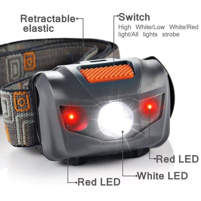 Headlamp LED 4 Mode Dimmable White Light Steady Red Light Adjustable - $8.31 + Free S/H over $35 (Free S/H over $25)