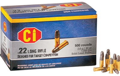 Cascade Target Competition .22 LR 40 Grain LRN 500 Rnd - $26.88 (Free Shipping over $50)