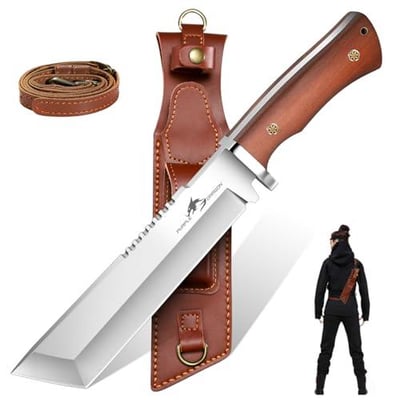 Purple Dragon Japanese Tanto Knife Fixed Blade Back-Carry Sheath Full Tang Wooden Handle - $31.84 + FREE Shipping