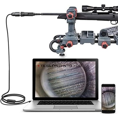 Teslong Rifle Borescope, Bore Camera Gun Cleaning Camera - Fits .20 Caliber & Larger-Hunting Shooting Firearms Visual Barrel Inspection Tool w/3 Right-Angle Mirrors and Carrying Case (45inch-Flexible) - $55.99 + FREE Shipping