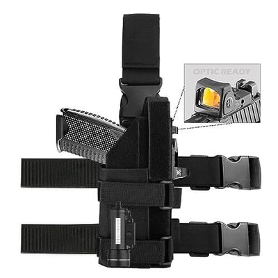Universal Drop Leg Tactical Gun Holster fit Pistols with Optic/Light/Laser, Adjustable Thigh Nylon Gun Holster Compatible with Glock 1911 S&W Sig Sauer Ruger Taurus Berreta CZ HK and More - $29.99 + FREE Shipping