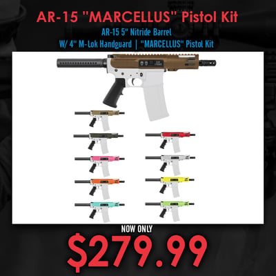 AR-15 5" Nitride Barrel W/ 4'' M-Lok Handguard ''MARCELLUS'' Pistol Kit - $279.99  (Free Shipping)