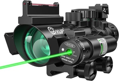 CVLIFE 4x32 Prism Red & Green & Blue Illuminated Reticle Scope with Fiber Optic Sight & IIIA/2MW Laser - $51.99 w/code "PWXFWCDK" + FREE Shipping