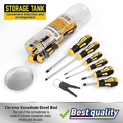 Amartisan 10-Piece Magnetic Screwdrivers Set, 5 Phillips and 5 Slotted Tips Professional Cushion Grip Screwdriver Set - $8.99 + FREE Shipping