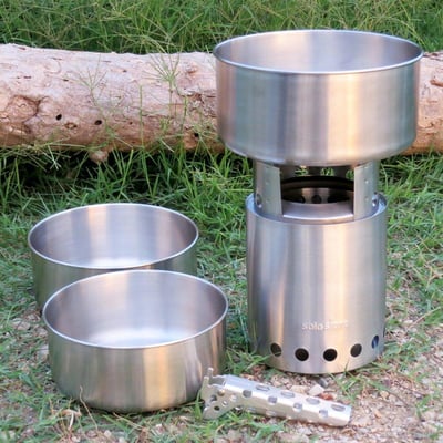 Solo Stove 3 Pot Set - Stainless Steel Camping Backpacking Cookware Kitchen Kit Pot Gripper Included for Rocket Stove - $39.04 (Free S/H over $25)