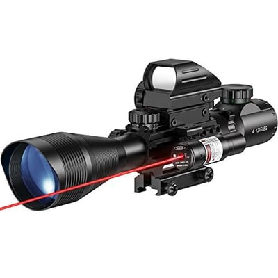 MidTen Riflescope Combo 4-12x50EG Dual Illuminated Optics & IIIA/2MW Laser Sight & 4 Holographic Reticle Red/Green Dot & 20mm Scope Mount - $55.99 w/code "PA6WGHD7" + FREE Shipping