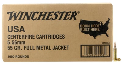 Winchester Ammo WM1931000 USA 5.56x45mm NATO 55 gr Full Metal Jacket (FMJ) 1000 Bx - $699.99