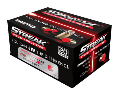 Ammo Inc STREAK Red 9mm Ammo 115gr JHP Tracer Defensive, 20rds - $7.99