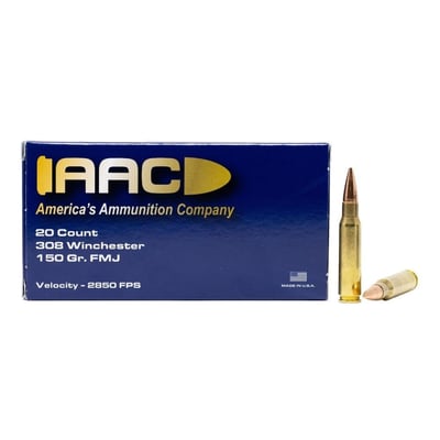 AAC 308 Winchester Ammo 150 Grain FMJ 20rd Box - $14.49 