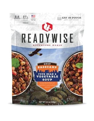 ReadyWise Adventure Meal Bean & Vegetable Soup, 2 Servings – Freeze-Dried MRE for Emergency Preparedness, Survival Food, Camping, Hiking, Backpacking, Long-Term Storage, and Disaster Readiness - $4.79 + FREE Shipping