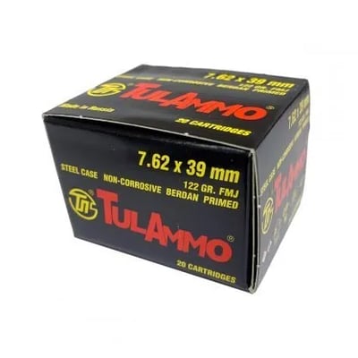 20 Round Box - Corrosive 7.62x39 122 Grain FMJ Lacquered Steel