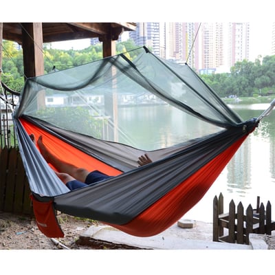 Qyuhe Portable Nylon Fabric Travel Camping Hammock with Mosquito Net 8.53 x 4.6 ft - $13.99 (Free S/H over $25)