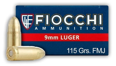 Fiocchi Pistol Shooting Dynamics 9mm Luger 115 gr FMJ Ammo 50 Count - $13.62