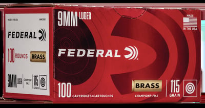Federal Champion 9MM 115Gr Full Metal Jacket - $219 (Free S/H)