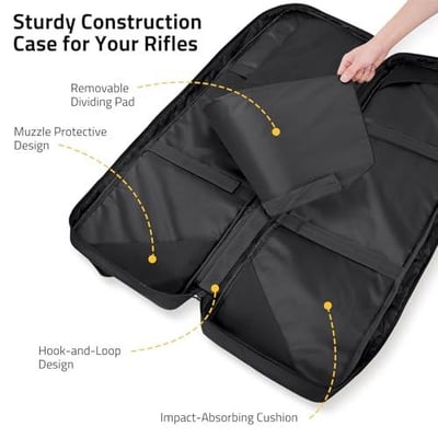 40% off CVLIFE Soft Rifle Case Long Double Tactical Bag, Lockable Zipper Gun Case with Four Pockets, Rifle Bag Gun Backpack with Shoulder Straps and Padded Handle for Outdoor Hunting w/code UNCTY23P - $37.19 + FREE Shipping