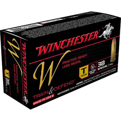 Winchester Train and Defend .38 Special 130-Grain Centerfire FMJ Pistol Ammunition 50-round box - $23.75