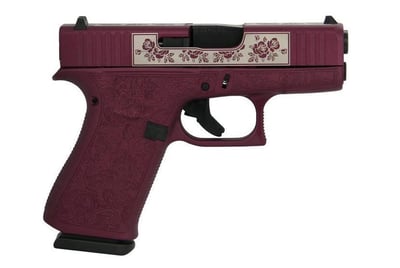 Glock G43X 9mm 10 Rnd Black Cherry "Roses vs Paisley" Purple Cherry and Paisley - $499.77 (Free S/H on Firearms)
