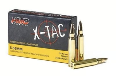 PMC 556X X-Tac 5.56x45mmNATO 55gr Full Metal Jacket Boat Tail 20 Per Box/50 Case - $8.40 