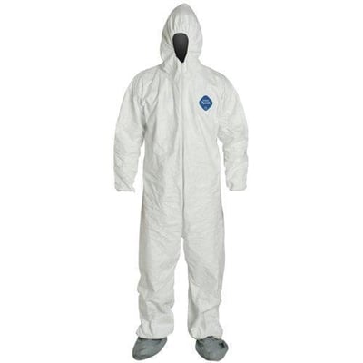 DuPont TY122S Disposable Elastic Wrist, Bootie & Hood White Tyvek Coverall Suit 1414, Size Large - $5.99 shipped (Free S/H over $25)