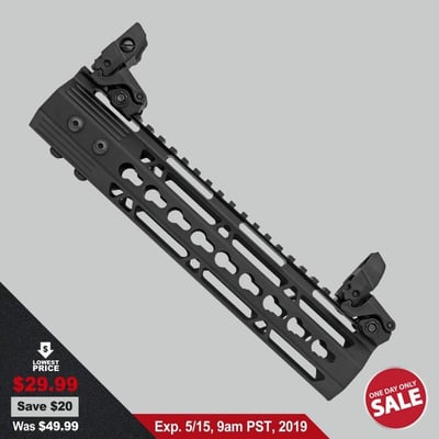 AR-15 10" Ultra Slim Keymod Handguard w/ FREE Flip Up Sights - $49.99  (Free Shipping)